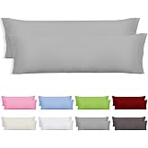 DALINA TEXTIL S.L - Set of 2 Pillowcases 45 x 90 cm - Pillowcase 90 cm Long Envelope Shape, Breathable and Soft Polyester, No