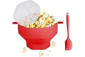 ‎RZMZBY RZMZBY Silicone Microwave Popcorn Maker Silikon für die Mikrowelle, zusammenfaltbarer Popcorn Popper, Zubereitung ohne Öl, BPA-frei,with Lid(Rot)