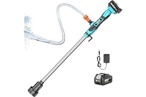 Seesii Pompa per acqua senza fili a bastone, batteria 4000mAh 21V, 720GPH, sollevamento 32 piedi, uscita 3/4". Ideale per drenaggio piscine, giardini, stagni, RV e barche. Leggera e portatile