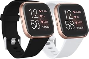 Ouwegaga Compatible with Fitbit Versa Strap/Fitbit Versa 2 Strap, Soft Silicone Replacement Sport Straps for Fitbit Versa/Fitbit Versa 2/Versa Lite/Versa SE, Large Black/White