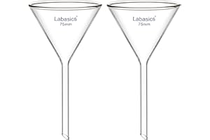 Labasics Borosilikatglas Trichter, 2er-Pack Schwere Glaswand Trichter Glass Funnel Kurzer Stiel 75 mm Durchmesser, 75 mm Stiellänge