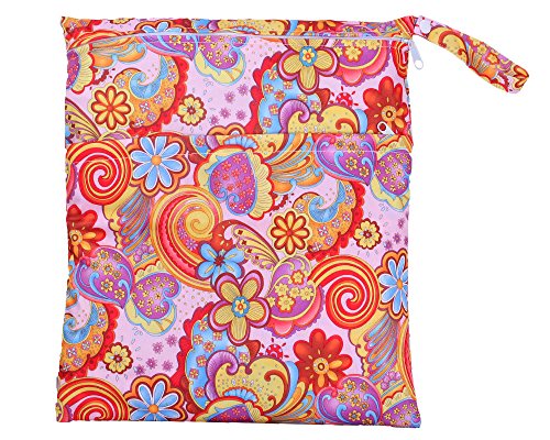 niceEshop(TM) Baby Infant Waterproof Zipper Wet and Dry Diaper Bag for Baby Carriage (Floral Print)