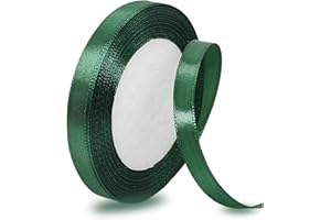 IMSOLDECOR Dark Green Ribbon 10mm, 23 Meters Solid Color Satin Gift Ribbon for Crafting, Gift Wrapping, Balloons, Hair Bows Making, Sewing, Wreaths, Bridal Bouquet, Cakes and Wedding Party Decoration