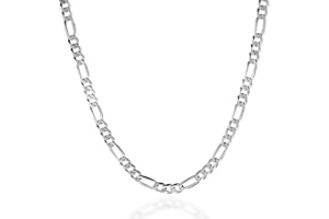 QUADRI - Colliers Homme or Femme en Argent 925 - Largeur du Maillon 5 mm - Cadeau Homme Femme - Longueur collier 41 | 46 | 51 | 56 | 61 | 66 | 76 cm - Motif Figaro - Bijoux Homme Femme