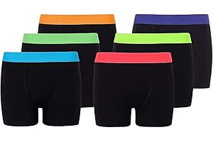 BAMU Boys Classic Boxer Shorts 6 and 12 Pack Combed Cotton Blend Designer Trunk Boxers Underwear 5Years - 13 Years