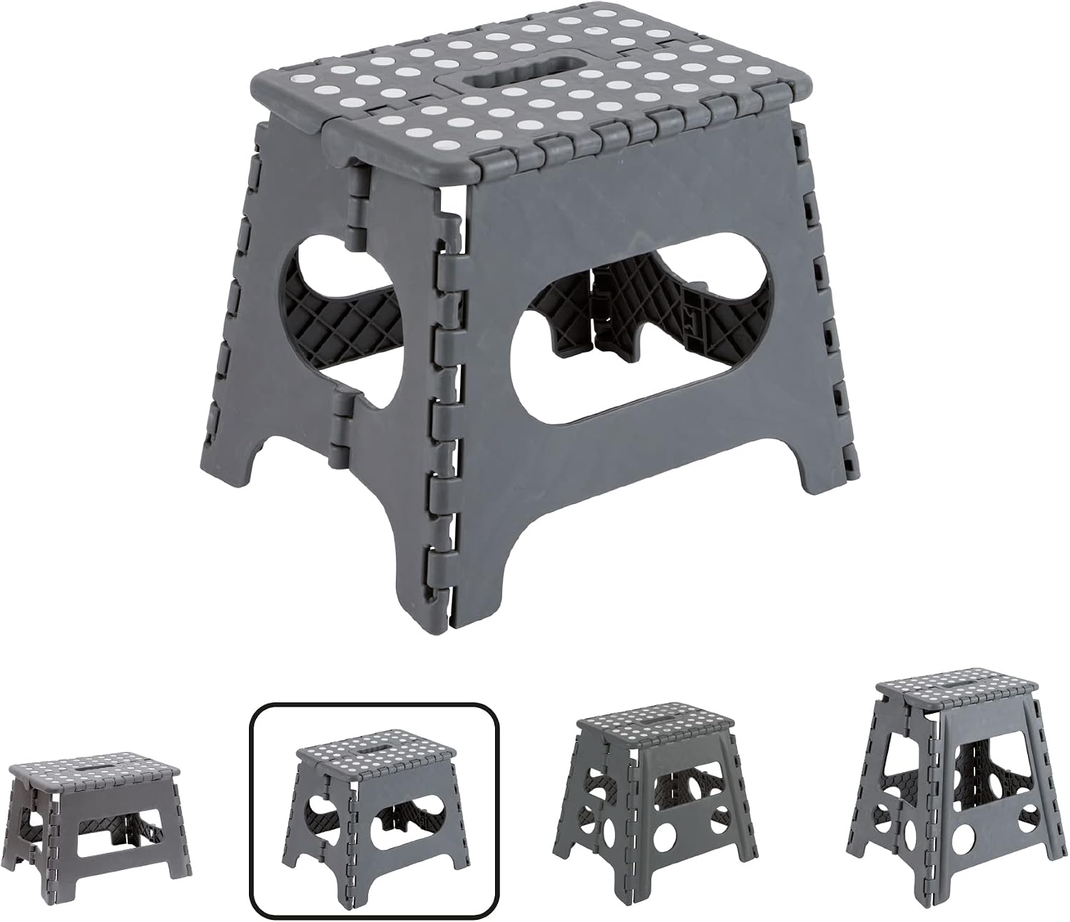 ARREGUI TB-027-G Taburete Plegable Cocina o Baño| Escalera Pequeña | Taburete Infantil | Banqueta | Escalón para Adultos y Niños (hasta 150Kg) | 27 cm de Altura | Gris
