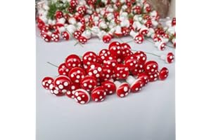 NT-LING 50pcs Resin Fake Mushrooms Artificial Mini Red Mushrooms, Fairy garden mushrooms for DIY Garden Miniature Statue Landscape Craft Decorative 2cm