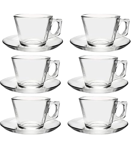 6 Tasses à Thé Double Paroi Creano - Verre Borosilicaté Avec Soucoupe 250ml