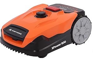 Yard Force Robot tosaerba XPower 800 fino a mq – robot semovente con controllo Bluetooth e app, sensore pioggia, motore brushless, pendenza del 40%, batteria agli ioni di litio da 20 V, nero/arancione