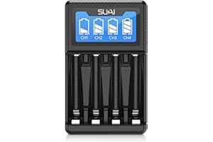 Battery Charger, SUKAI 4 Slot LCD Rechargeable Battery Charger for Ni-MH Ni-CD AA AAA Rechargeable Batteries (No Adapter)