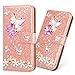 Produktbild 3D Butterfly Bling Glitter Glitzer Diamond Musterg Ledertasche Slim Retro Bookstyle mit Standfunktion Karteneinschub Magnetverschluss Flip Wallet Hülle Schutzhülle für Samsung Galaxy J6 2018