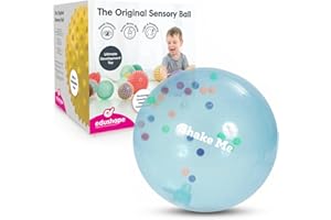 Edushape 18cm Rainbow Soft Sensory Ball. See through Ball with Colourful Mini Beads. For Children, Infants and Toddlers. Suitable for Baby Boys & Girls from 6 months + (Colours vary)