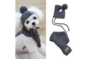 SYSOW Cuffia lavorata a maglia per cani e gatti per animali domestici, set invernale caldo cappello, divertente cosplay, costume per animali domestici, cappellino per cuccioli.