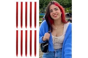 HIOQFR 10pcs Extension Cheveux Clip Coloré Mèche de Cheveux à Clipser Rajout Cheveux Couleur Hair Extension Hair Pieces Colored Highlights Postiche Clip Dans les Extension de Raides Femme Fille-rouge