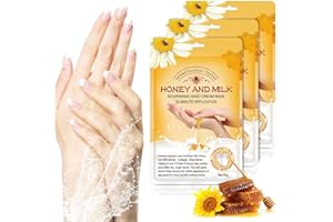 NUEDSFXO Maschera Per Le Mani Guanti, 3 Paia Maschera Idratanti Per Mani Esfoliante al Miele con Estratti Vegetali Naturali, Collagene, Sbiancanti e Antietà, Riparazione Della Pelle Ruvida