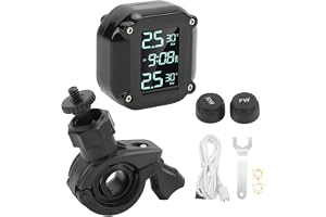 Motorcykel TPMS däcktrycksövervakningssystem Motorcykel däcktrycksövervakningssystem med 2 sensorer USB-laddnings LCD-skärm IP67 Vattentät TPMS