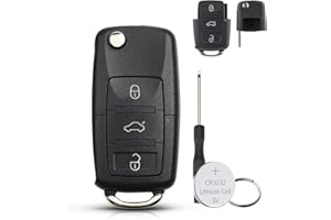 GZXNKEY For VW Key Fob Case Cover For Volkswagen VW Golf MK5 Key Case Golf 5 Key Fob Skoda Fabia Key VW Caddy / Passat B5 / Seat Leon MK2 / Skoda Octavia Superb with screwdriver Key Ring Battery CR2023