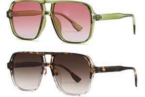 Long Keeper Retro Square Pilot Sunglasses for Women Men Oversize Retro Aviation Square Sunglasses Double Bridge Sun Glasses Vintage Shades UV400