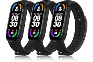 Leelbox 3 Stück Xiaomi Mi Band 5 Armband/Mi Band 6 Armband Silikon Uhrenarmbänder Weich Atmungsaktiv Schweißfest für 5/6 Ersatzarmband