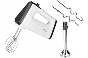 ‎KRUPS Krups 3 MIX 5500 + Handmixer GN5041 | 500 W | 5 Geschwindigkeiten + Turbo- & Auswurftaste | ergonomischer Griff des Mixers | Schneebesen Knethaken + inkl. Stabmixer aus Edelstahl | weiß | 220-240 V