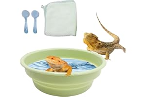 Dnoifne Bearded Dragon Bath Set – Foldable Reptile Pool with 2 Bath Brushes & Towel | Lizard Bath Tub & Swimming Pool for Bearded Dragons, Geckos, Tortoises & Other Reptiles
