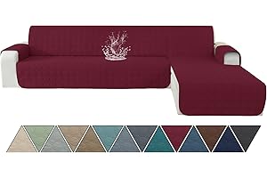 Ystyle Copridivano Impermeabile con Penisola 2 Posti (L 210 CM), Copridivano Angolare Destra/Sinistra Universale Reversibile, Copridivano Chaise longue Antigraffio Antimacchia, Vino Rosso