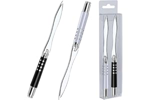 Lot de 2 ouvre-lettres Photway - 16 cm - En métal robuste et durable - Design scientifique agréable à tenir - Pour couper du papier (argenté, noir)