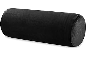 TOTSY BABY Cojin rollo para cervical lumbar y para las rodillas por dormir 40x15 cm - cojines alargados cilindrico para recostarse o cojín alargado de yoga Almohada de espuma con funda de terciopelo Negro