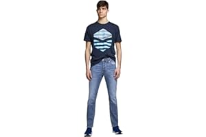 JACK & JONES Jeans Slim Fit a Vita Bassa. Chiusura con Patta e Bottoni.