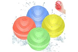 Kavjizy Reusable Water Balloons, 4 Pcs Quick Refillable Silicone Water Balloon, Self Sealing Magnetic Water Balls for Summer Outdoor Activities