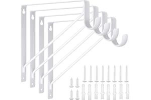 Batonca Paquete de 4 soportes para barra de armario de alta resistencia, 10,8 x 10,8 x 1 pulgadas, ganchos de soporte para estante de barra de armario, estante montado en la pared con tornillos