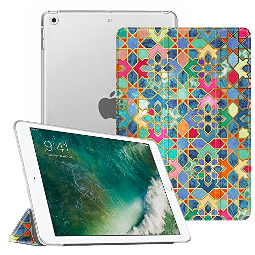 Fintie iPad 9.7 Zoll 2017 Hülle - Ultra Slim Superleicht Schutzhülle mit Lichtdurchlässig Rückseite Abdeckung Smart Cover Case Tasche mit Auto Schlaf / Wach und Standfunktion für Apple iPad 2017 Neue Modell, Böhmische Mosaik