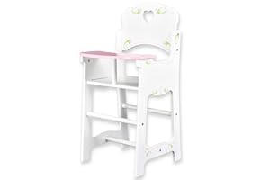 The Magic Toy Shop BiBi Wooden Baby Doll Highchair - Furniture and Accessories for Reborn Dolls - Role Play Toys