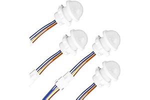 BTFO 4szt Czujnik Ruchu Włącznik Światła, PIR Czujnik Podczerwieni Inteligentne Wykrywanie 30s Opóźnienie Montaż Ścienny/Sufitowy Wewnętrzny do Taśm LED Żarówek Szafy Schodów (85-265V, 40W)