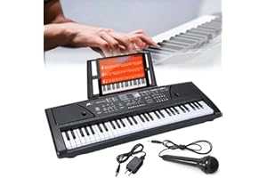 TAITUS Teaching Music Piano Gift for Kid - Portable 61 Keys Electronic Musical Instrument - with Microphone-for Beginners