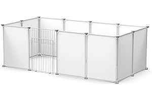 Langxun Pet Playpen, Small Animal Enclosure, DIY Plastic Cage, Indoor Run for Hamsters, Rabbits, Hedgehogs, Guinea Pigs 12 Panels White