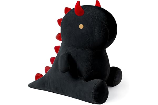 Shownicer Dinosaure Peluche Oreiller Kawaii - Jouet Animal Poupée Coussin Cadeau pour Enfants Filles 3+ Ans (Noir, 25cm)