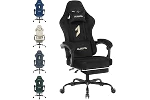JAJALUYA Gaming Chair for Adults,Office Chair Ergonomic Computer Chair with Footrest Headrest Lumbar Support＆Massage,Micro Suede is And Breathable Suitable for Office video Gaming Desks Chairs (Black)