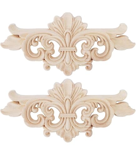 Wood Carved Onlay Applique Unpainted Frame Door Decor
