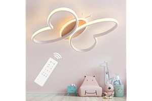 Dythwron Deckenlampe für Mädchenzimmer, 38cm LED-Lampe mit Fernbedienung und Nachtlicht, Schmetterling (Weiß)