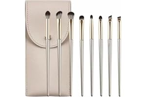 LONNALEE Pinceaux de maquillage set, 8 pcs pinceau eyeliner avec pochette pu, Pinceaux Maquillages Professionnel, Cosmétique Pinceaux Kit Pinceau Estompeur Maquillage pour ombres à paupières et sourcils