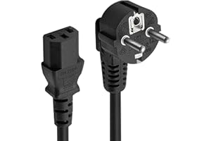 FSKE Cavo di Alimentazione 5M EUR CEE 7/7 SCHUKO-IEC 320 C13 Caricabatterie per Monitor PC, Computer, TV, Stampante