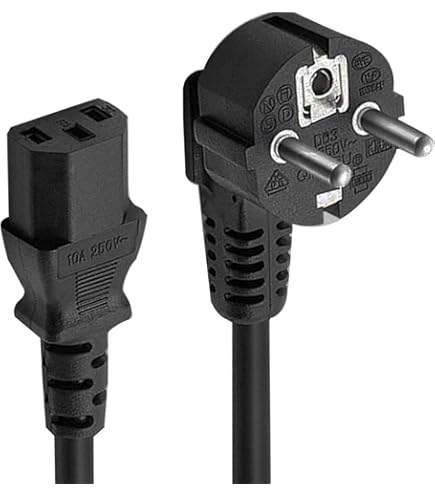 Cable De Alimentación Schuko Macho IEC-320-C13 En ángulo Negro 2 Metros