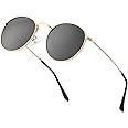 Small Round Polarized Sunglasses for Women Men Classic Retro Sun Glasses Circle Metal Frame Shades UV Protection