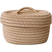 Organisation Intérieur Lot De 3 Paniers De Rangement Tressés JiangLin Avec Couvercle - Corde De Papier - Gris Paniers Tissés Main Doublure