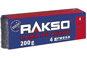 RAKSO Lana de acero gruesa 4-200 g, 1 banda, elimina aceite y grasa del metal, limpia piedra natural y artificial, lija madera vieja