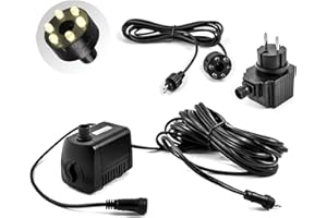 CLGarden Springbrunnenpumpe SP1 mit LED Beleuchtung warm weiß LED Ring 12V für Gartenbrunnen Springbrunnen