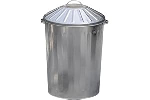 CrazyGadget 90 Litre 90L Extra Large Galvanised Metal Dustbin Kitchen House Garden Storage Unit Bin.