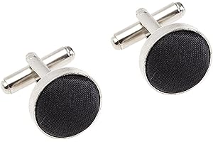 AAMERA Cufflinks for Men, Silver Tone Cuff Link Set for Weddings, Formal Dinners and Business Events, Round Shape with Bullet Back Toggle Closure, For All Cufflink Compatible Shirt