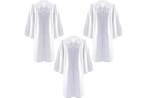 OJMHD 3 Pcs White Choir Robes for Baptism, Unisex Graduation Grown for Adults, Church Clergy Robe for High School University Bachelor Judge Ceremony, Size 48